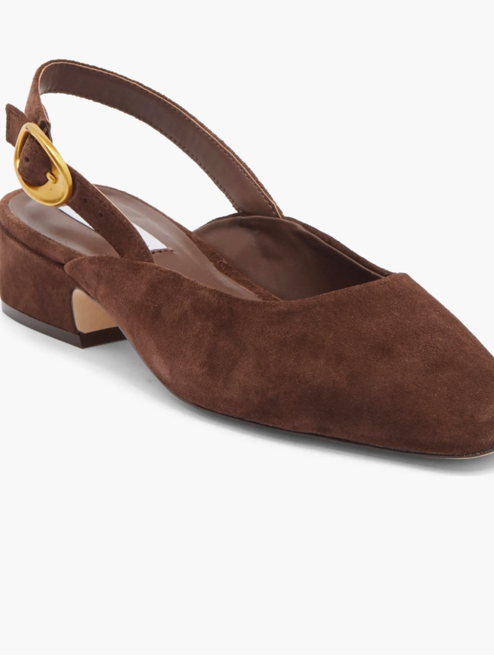 Brown Suede Slingback Low Heel Pumps